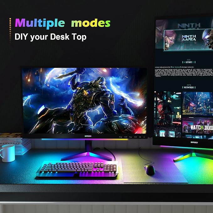WILLED RGB Under Monitor Light Bar, Gaming Lights for Gaming Setup, RGB Desk Led with Remote Controller, 5V USB Led Light Bar, Keyboard Gaming Light for Desk/PC/Monitor/Computer/Setup/Room Accessories