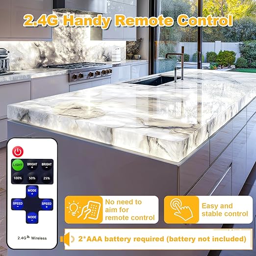 Lichaser 16 Pack LED Backlight Sheet White 6000K 24V 36W, Dimmable LED Panel Sheet Work with Alexa, Flexible Backlit Light Remote & APP Control, 19.7X9.7 Inch for Marble, Onyx, Quartz Countertop