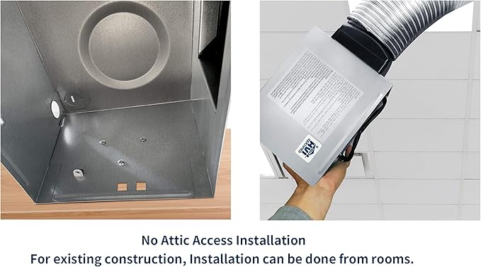 Tech Drive Bathroom Fan with Light 50 CFM 1.0Sone No Attic Access Needed Installation,Very Quiet Bath Ventilation and Exhaust Fan with LED Light 4000K 600LM, 4inch Duct
