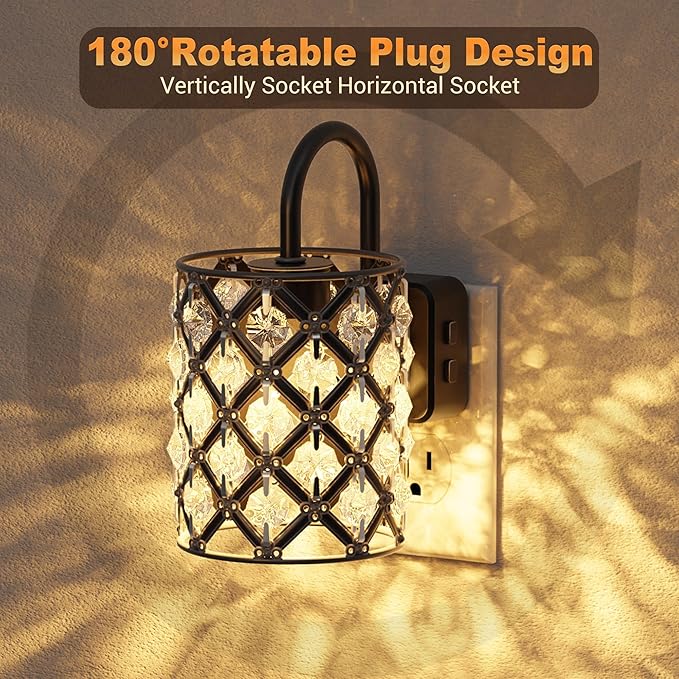 JandCase LED Night Light, Night Lights Plug into Wall, Color Changing Nightlight with Dusk to Dawn Sensor, Crystal Nightlight Plug in Wall for Hallway Bedroom Stairway