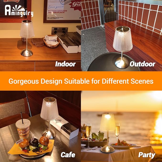 Cordless Rechargeable Metal Table Lamp, Cube Shade, Nickel | 4000mAh Battery Operated, 3 Color Modes, Dimmable LED Touch Beside Ambient Light, Portable for Bedroom Restaurant Outdoor
