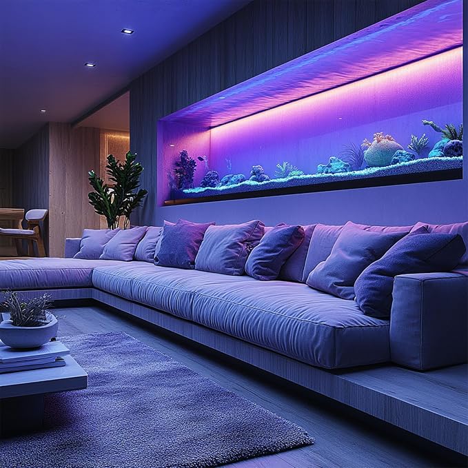 LED Strip Lights 24V COB Purple Dimmable LED Lighting16.4ft (Kit) | Super Bright, Dotless High Density 7.2W/m, 8mm Width Cuttable Flexible, Home DIY Commercial Decoration