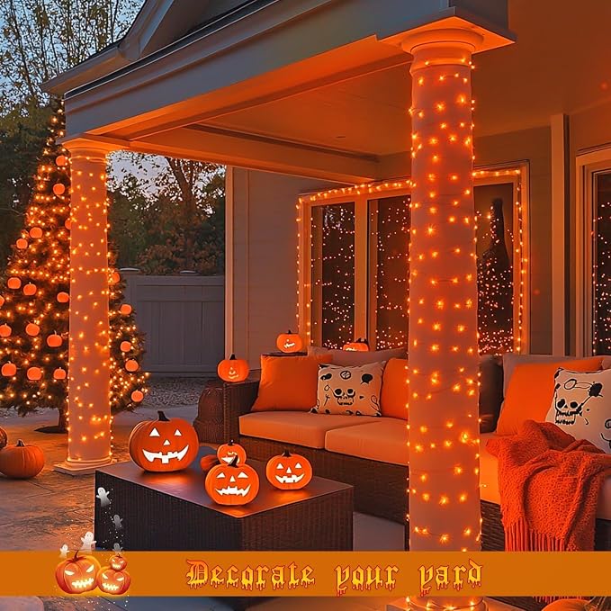 JMEXSUSS 100 LED USB Orange Fairy Lights Plug in, 33 Ft Orange Lights | Mini Twinkle Fall Lights for Indoor Fireplace Tree Autumn Thanksgiving Party Car Halloween Decor, Remote with 8 Modes, DIY