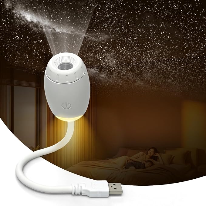 Galaxy Night Light Projector, 2-in-1 USB Star Lamp Kids Gift for Bedroom | Adjustable Brightness,Car & Room Wall Ceiling Decor - 6 Films