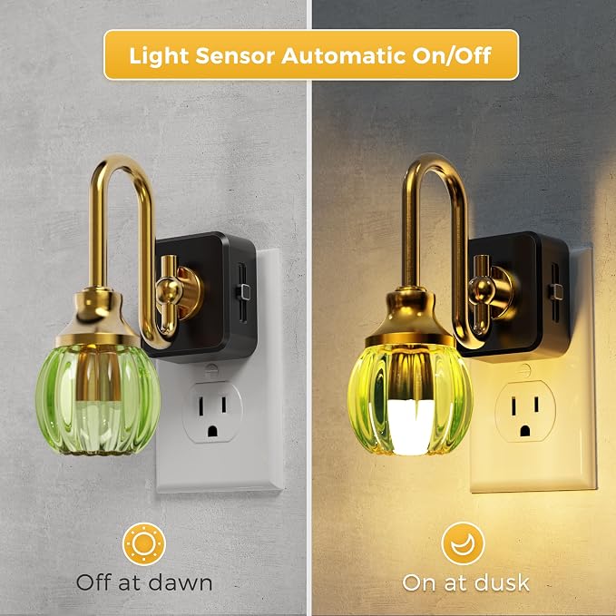 L LOHAS LED Night Lights Plug into Wall, 3000K Soft White | Floral Night Lights with Dusk to Dawn Sensor, 0-100lm Adjustable Brightness, for Hallway Bedroom Stairway