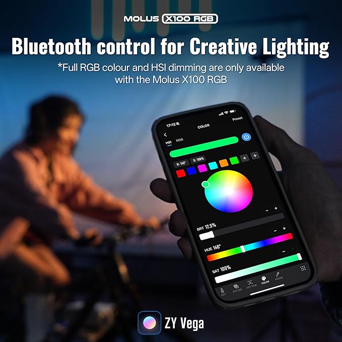 ZHIYUN MOLUS X100 RGB PRO 100W Video Light [Official] V2 Upgraded Version Professional Photography Lighting Portable Continuous Output Lighting 2500K~10000K CRI≥95 TLCI≥97 Only 384g (Green Collab)