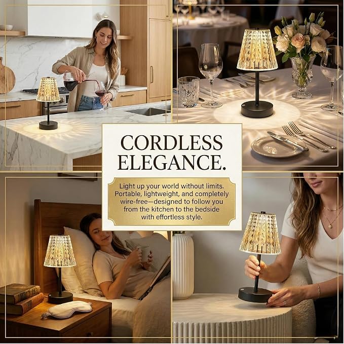 Black Cordless Lamps Rechargeable Set of 2,Small Battery Operated Table Lamp Wireless,Mini Table Lamp for Restaurant Dining Tabletop/Kitchen Counter Top/Bathroom Shower/Plugless Touch Lamp Decorative