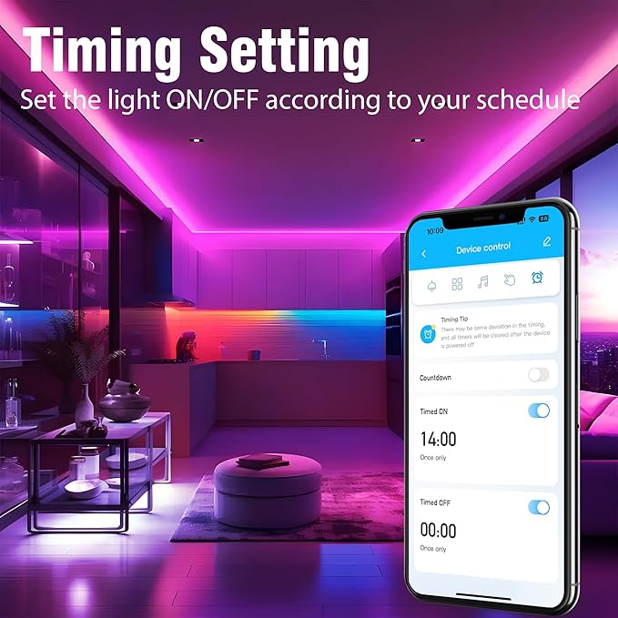 VOLIVO 200ft Led Strip Lights for Bedroom, Color Changing Led Light Strips Kit with Bluetooth App Control and IR Remote, RGB Music Sync Lighting for Room, Home Decor