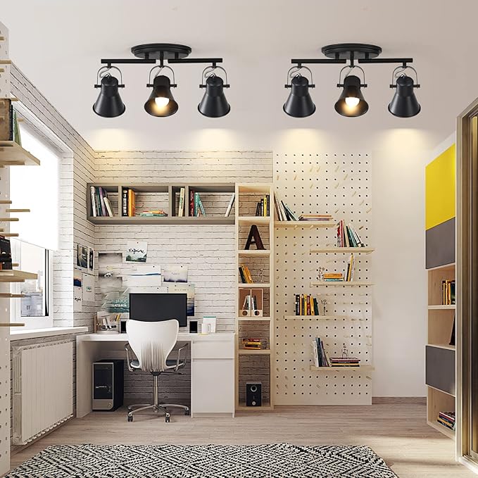 SEEBLEN 3-Lights Ceiling Track Lighting Fixtures Can Used for Mirror Front Wall Lights, Adjustable Ceiling Spotlight 3-Light Vanity Lamp