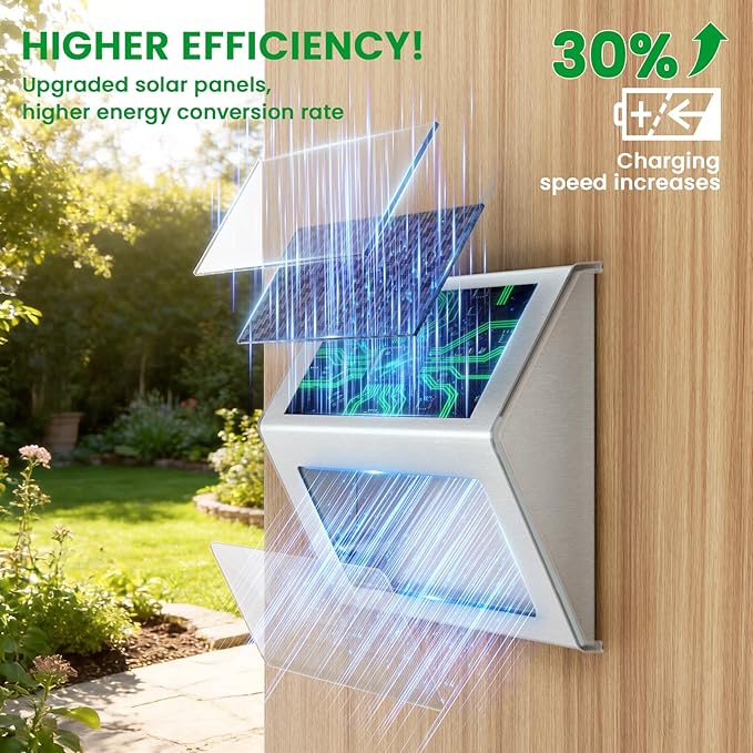 JSOT 12 Pack Solar Lights Outdoor Waterproof for Stairs - Solar Deck Lights Stainless Steel Step Fence Patio Post Wall Lamp for Garden Pathway Walkway LED Decor Light(Warm Light)
