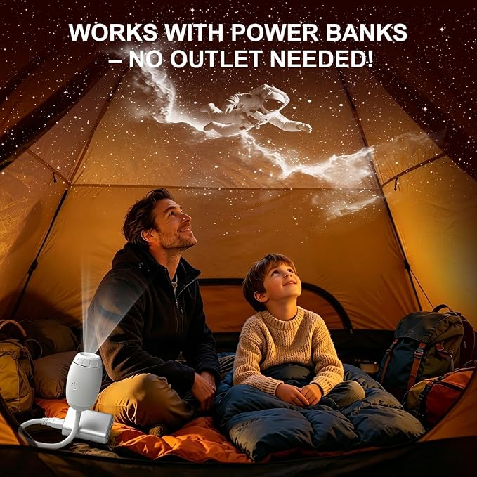 Galaxy Projector Night Light, 2-in-1 USB Star Lamp Kids Gift for Bedroom | Adjustable Brightness, Car & Room Wall Ceiling Decor - 12 Films