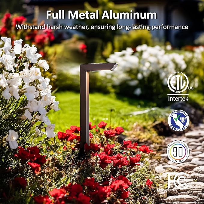 RGB Low Voltage Landscape Pathway Lights Wired Outdoor | 12V 5W LED Color Changing Landscape Lighting for Pathway Path Walkway Driveway of Christmas Halloween, Aluminum, Bronze, 6PK