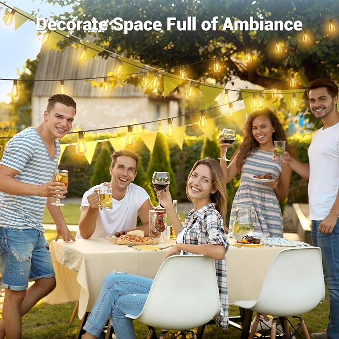 200FT Solar String Lights Outdoor Waterproof, 72+2 LED Solar Powered Lights with Remote Control, 3 Light Modes & Dimmable, USB-C Charging for Patio, Backyard, Garden, Camping
