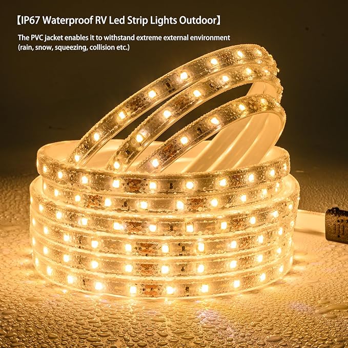 20FT Warm White Rope Lights Outdoor, 12V IP65 Waterproof Led Rope Lights Indoor Cuttable, Flexible Led Strip Lights Cuttable Plug-in for Patio Deck Bedroom Kitchen Bedroom Christmas