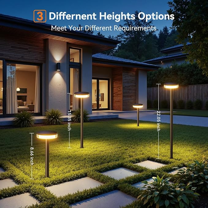 LETMY Solar Pathway Lights Outdoor, 4 Pack 2X Brighter Solar Lights Outdoor Waterproof, Taller Pathway Light with Larger Panel, Auto On/Off Up to 12Hrs Driveway Light for Yard Outside Patio Path Lawn