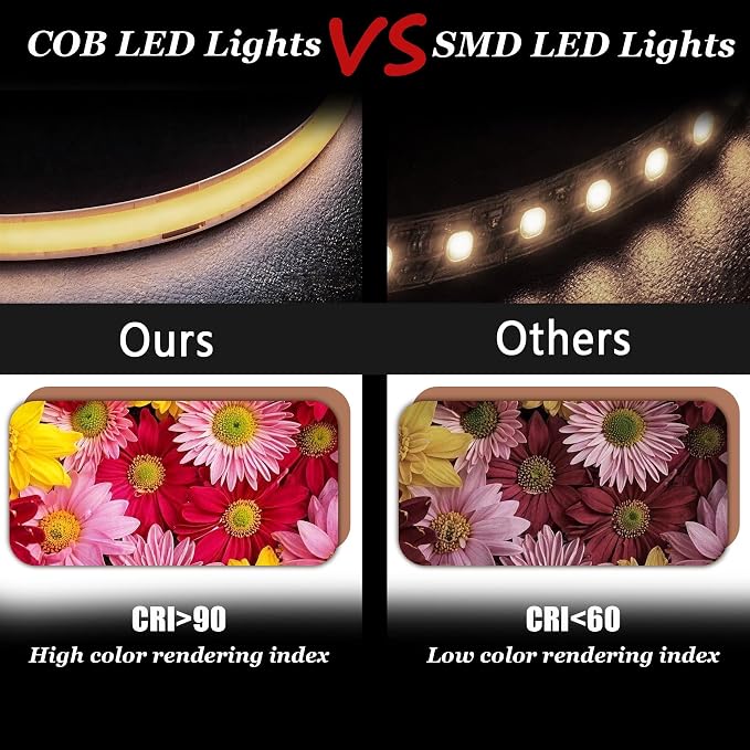 COB 4000K 10Ft LED Strip Lights, 24V Natural Light Super Bright LED Tape Lights Dimmable,Flexible, High CRI95+ Flexible Light Strip for Kitchen Cabinet Stairs Bedroom Decor DIY