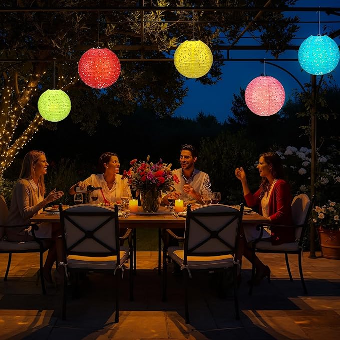 10Pack Paper Lanterns Chinese Japanese Hanging Paper Lanterns with LED Lights Sticks Tassels 8 Inch Round for Chinese Lunar New Year Decorations 2026 Spring Festival Wedding Asian Home Party Decor