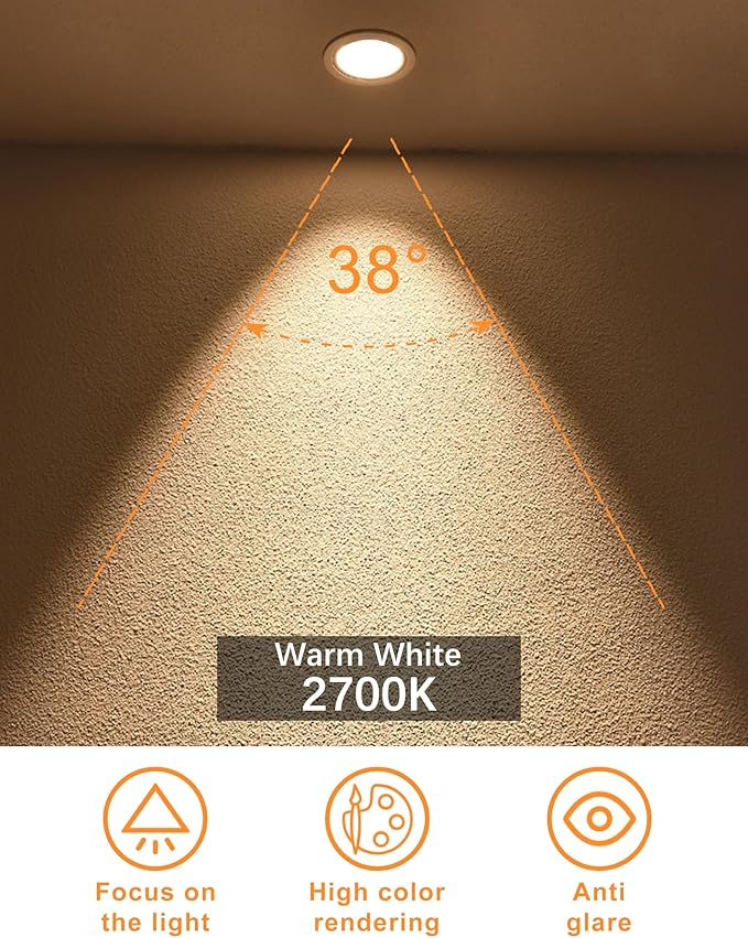 12 Pack MR16 LED Light Bulbs, 50 Watt Equivalent Landscape Light Bulbs, 2700K Warm White 5W 12V Spotlight Bulb, Non-Dimmable, 38 Degree Beam Angle for Landscape, Recessed, Track Lighting