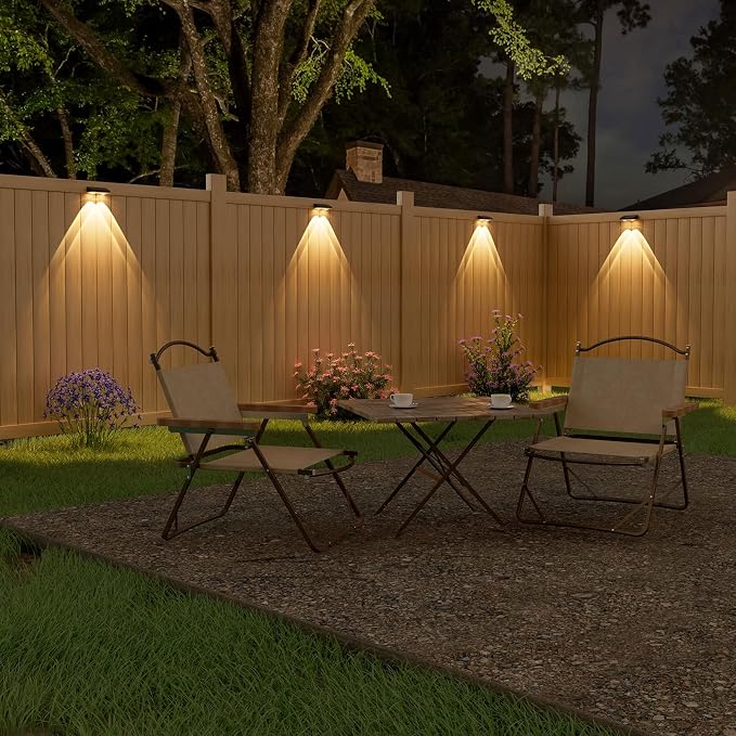 Solar Fence Lights,8 Pack Solars Deck Light,Warm White Color,Outdoor Bulb Waterproof Led IP65,Power Patio Lamp with Lenses for Outside/Backyard/Railing/Yard(Black)