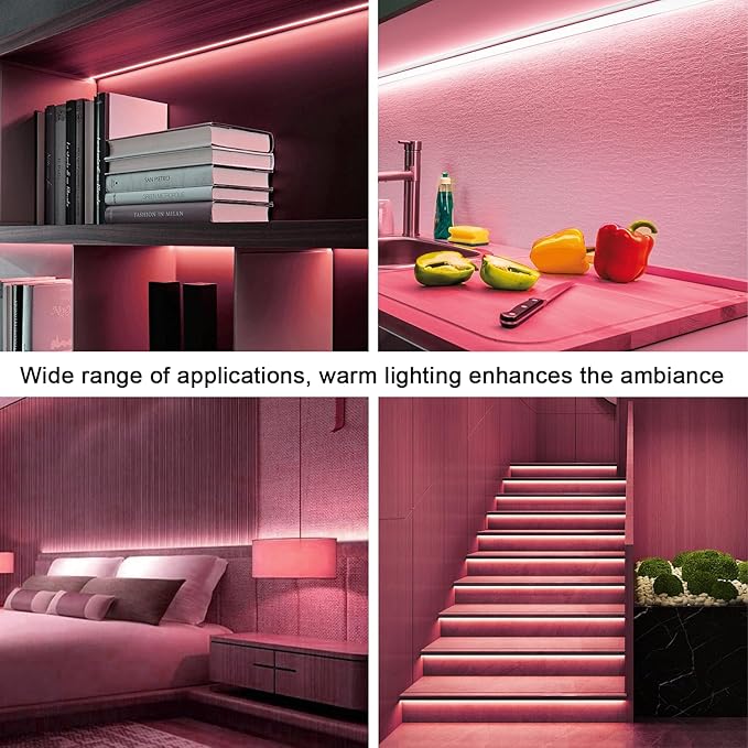 5V LED Strip Lights, Pink USB LED Light Strip, 3.28FT Dimmable Cob LED Strip Light, High Brightness Short LED Strip for Display Cabinet, Living Room, TV Lights