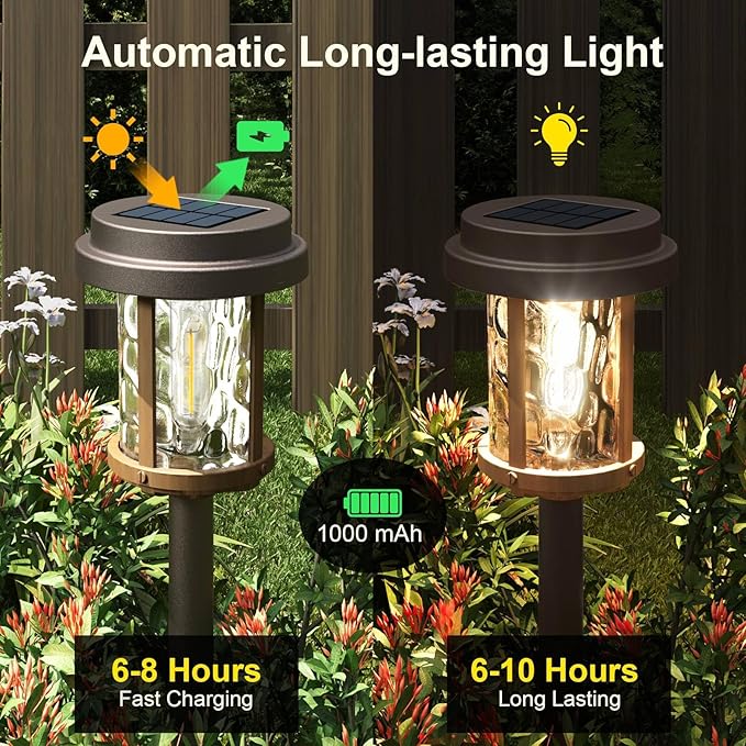 XMCOSY+ Solar Lights Outdoor Pathway, Solar Garden Lights, 20 LM Warm White Solar Powered Waterproof Landscape Lighting for Path Yard Driveway Walkway Sidewalk Lawn Lights