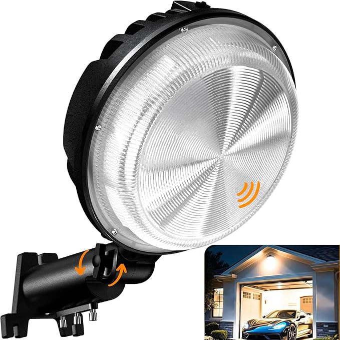 150W 20000LM Dusk to Dawn Outdoor Lighting, LED Barn Lights Outdoor with 150° Adjustable Photocell Pole Light 6500K Flood Light, IP66 Waterproof Area Street Light for Garage Warehouse Yard