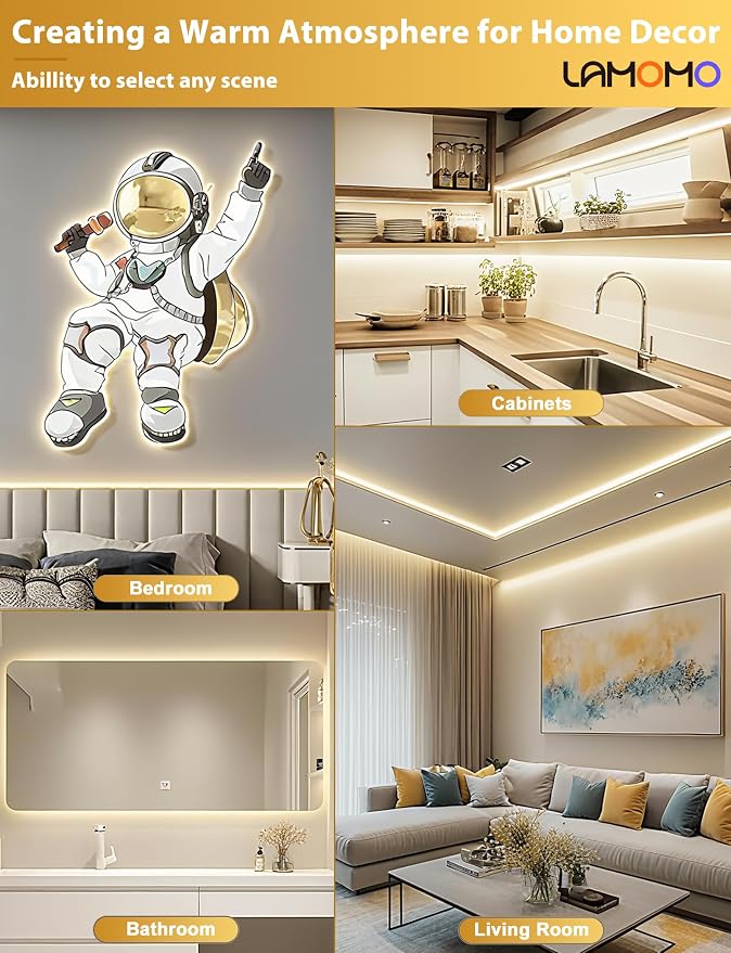 Lamomo COB LED Strip Lights, 32.8Ft Natural White Dimmable Self-Adhesive Led Rope Light with Remote, Flexible Cuttable Waterproof 4000K Silicone Neon Tape Light for Bedroom,Indoor, Cabinet, 10mm Width