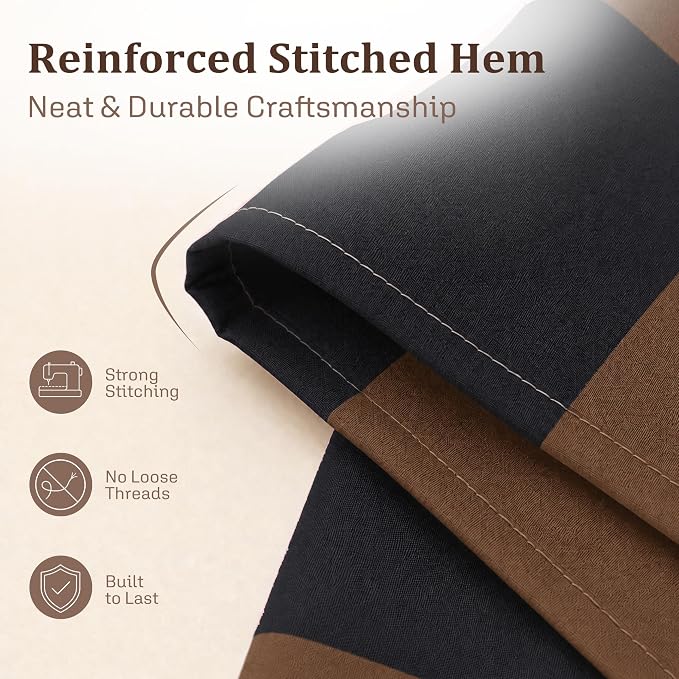 Ohocut Checkered Shower Curtain, Brown Black Plaid Shower Curtains for Bathroom, Cute Retro Checkboard Shower Curtain Vintage Aesthetic, Washable Fabric Bath Curtain 72''x72''