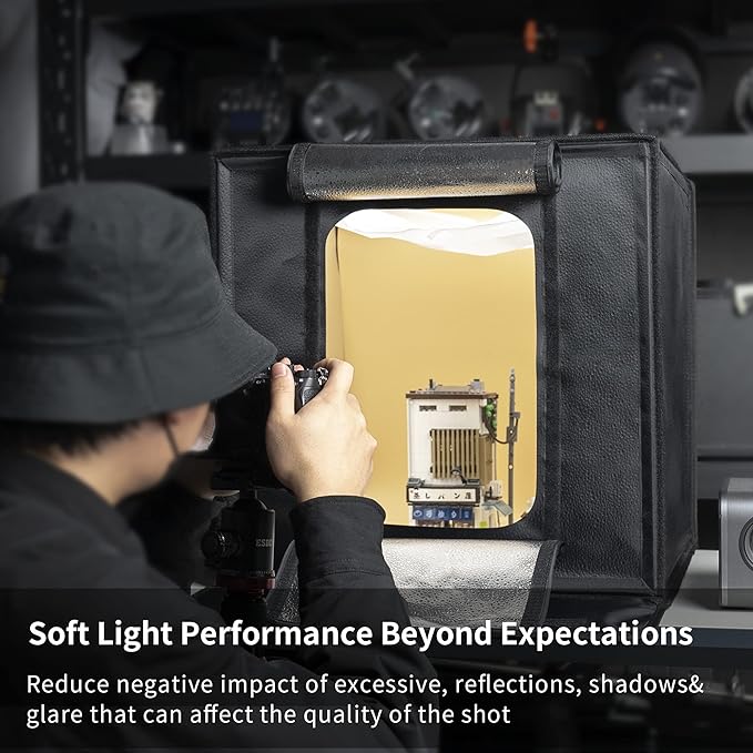 RALENO Photo Studio Light Box, 20''x20'' Photo Box, Light Box Photography (120 LEDs, 5500K, 97CRI, 50W, 6 Color PVC Backdrops) for Still Life Photography