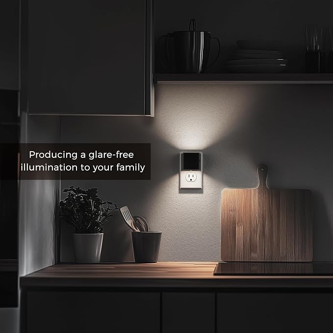 L LOHAS LED Night Light,Night Lights Plug into Wall,[2-Pack] | LED Night Light Brightness Adjustable,5000K Daylight White, Nightlight for Bathroom Hallway Kitchen