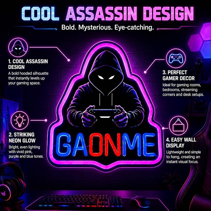 Game On Neon Sign: LED Light With Remote For Boy Room Decor | USB 5-Min Install - Dimmable Timer 2/4/8H Gaming Wall Decor for Man Cave Boys Teen Game Bedroom Basement