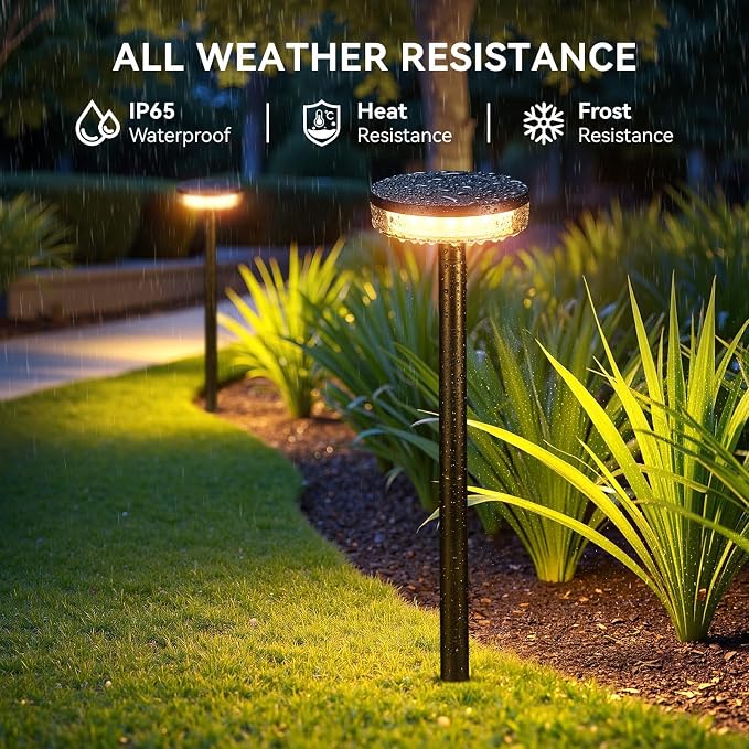 LETMY Solar Pathway Lights Outdoor, 4 Pack 2X Brighter Solar Lights Outdoor Waterproof, Taller Pathway Light with Larger Panel, Auto On/Off Up to 12Hrs Driveway Light for Yard Outside Patio Path Lawn