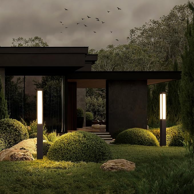 Landscape Path Light, 71" Modern Outdoor LED Luxury Bollard Lighting with IP54 Waterproof for Lawn Courtyard Driveway Pathway Decoration