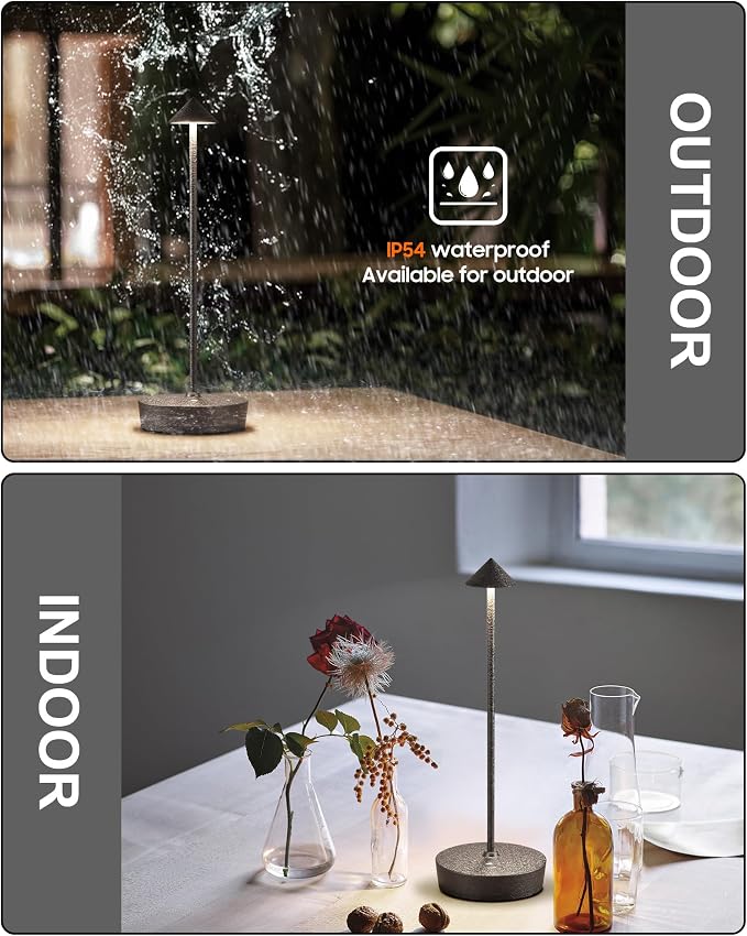 Cordless Table Lamps Rechargeable 6000mAh Battery Operated LED Desk Lamp | Outdoor Waterproof Portable 3 Color Touch Dimmable Table Light for Patio Restaurant Dining Home Set of 2 Glacier Khaki