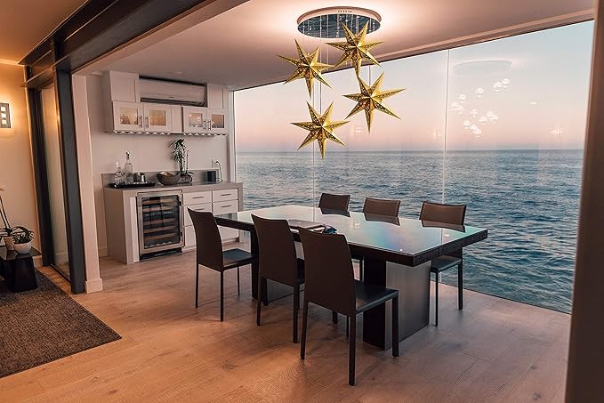 Paper Star Lantern Decoration (Galaxy Gold 7-Point Shining Star) - Perfect for Weddings, Christmas Holiday, Birthday Party Celebration & Home Decor