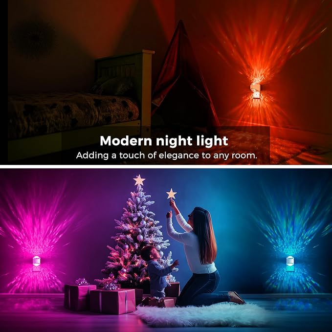 L LOHAS LED Night Light for Kids,Plug in Night Light with Light Sensor | Multi-Color Projector Light for Kids Playroom Ceiling Decor Home Theater Party