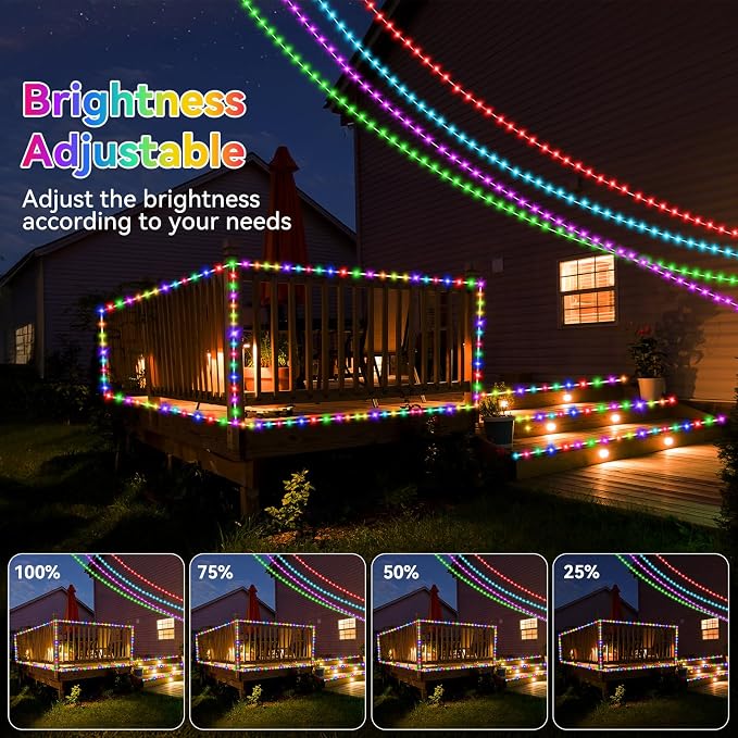 Rope Lights for Outside, 33FT 120LED 18 Colors Changing Outdoor LED String Lights Waterproof Tube Fairy Light with Remote& 8 Modes Trampoline Light for Camping Pool Tree Garden Yard Home Holiday Decor