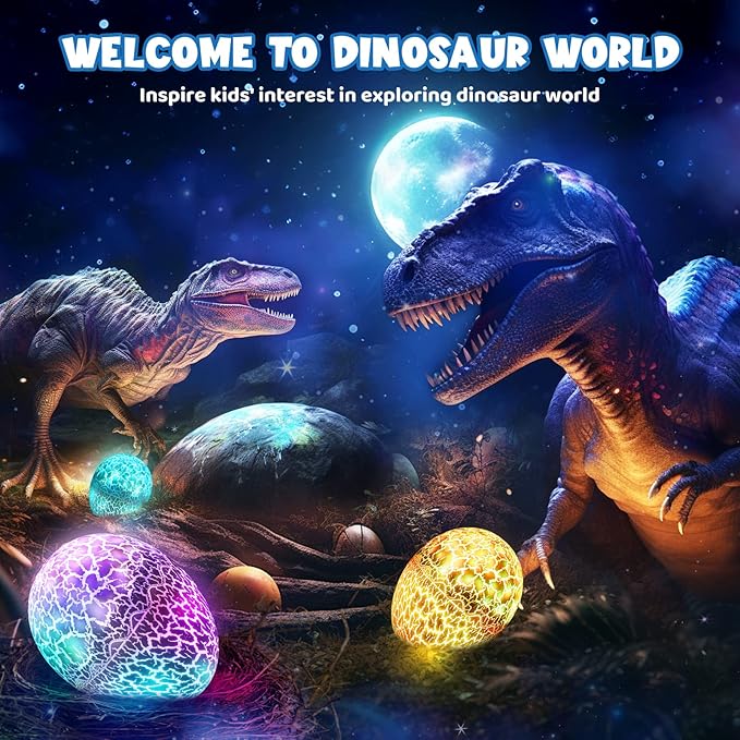 Dinosaur Toys for Kids Age 3-12 : Dinosaurs Egg Night Light Gifts for Boys 3 4 5 6 7 8 9 Year Old 2-in-1 Dino & Star Projector with 360° Rotation Timer for Boy Ages 3-5 Birthday Gift Decor