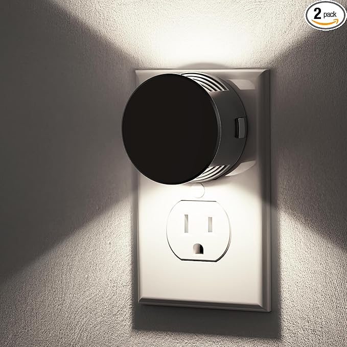 Briignite Night Lights Plug into Wall [2 Pack], Dusk to Dawn Sensor Nightlight, Brightness Adjustable, 5000K Daylight White, Dimmable Plug in Night Light for Bedroom, Hallway, Stairs, Kitchen