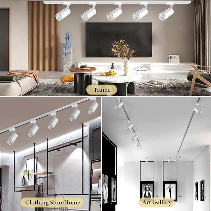 White LED Track Lighting Heads (No Track Rails), 2-Lights 20W Dimmable Track Lights Head Suitable for H Type Rails 6000K Cool White Ceiling Spotlight Fixture for Indoor Home Commercial