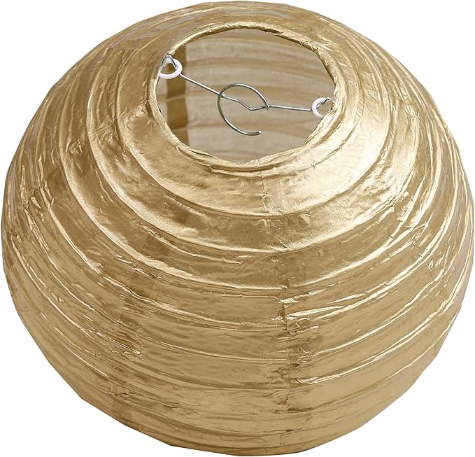 Pack of 3 Round Paper Lanterns Lamp Wedding Birthday Party Decoration (Gold, 4"/10CM)