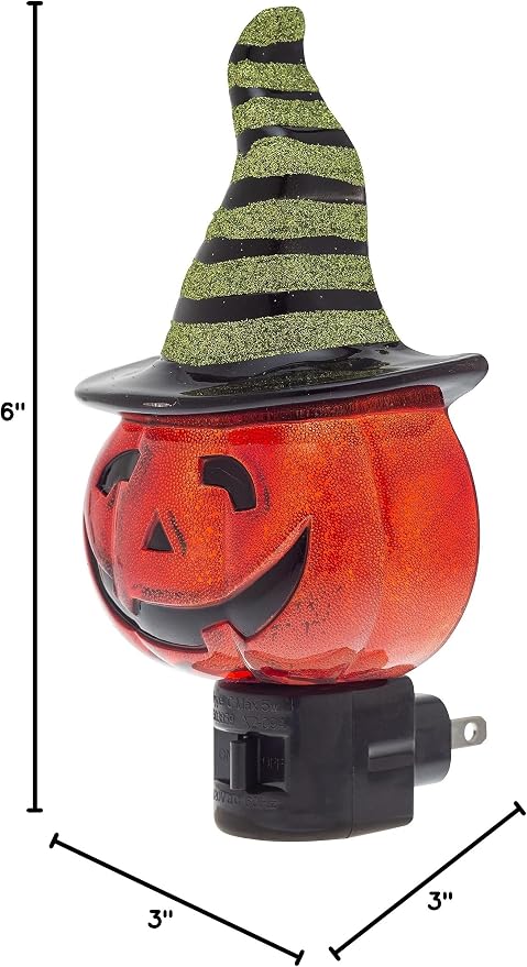 Creative Hobbies Pumpkin with Witch Hat Halloween Night Light - Includes 5W C7 and Rotational Socket with On/Off Switch