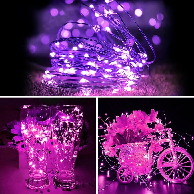 ZGWJ 12 Pack Fairy Lights, Mini String Lights, Purple and Pink | Battery Operated 7 FT 20 LED Waterproof 3 Modes for DIY, Parties, Wedding, Halloween, Christmas Decoration