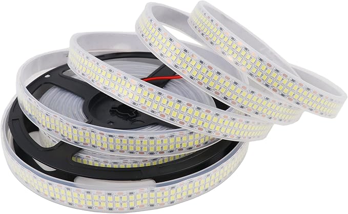 LED Strip Lights Cold White 6500K Double Row 2835 SMD DC 12V IP67 | 16.4ft/5M 2400LEDs Daylight Bright LED Tape Light Flexible Dimmable Ribbon Lamp Waterproof Outdoor for Truck Frame Lighting
