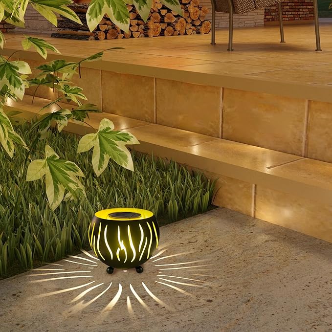 Solar Lanterns Outdoor Waterproof, Solar Lights for Outside Patio Porch Garden Tabletop Deco,2026 Gardening Lovers Mom Gifts(Wave Lines)
