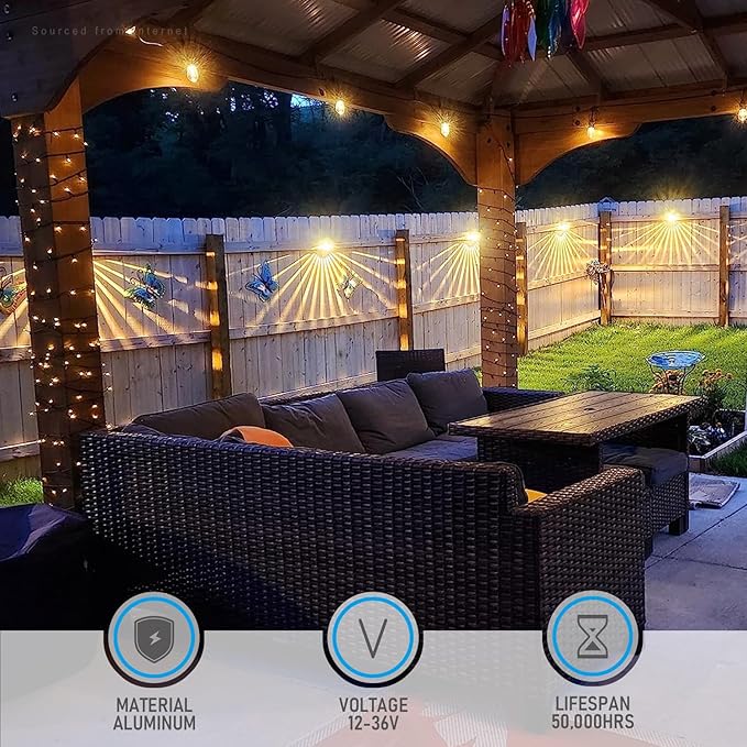 LEONLITE 6-Pack 3000K Unique Rays LED Deck Lights Outdoor Bronze | 12V Low Voltage, Landscape Step Railing Fence Light, Warm White, IP65, Landscape Deck Light for Backyard, Aluminum
