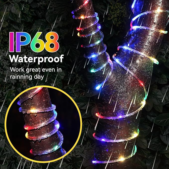 PUHONG (New) RGB Color Changing Rope Lights, 33FT 100LED Outdoor String Lights with Remote, 18 Colors Plug in Waterproof Tube Lights for Indoor Outdoor, Wedding, Christmas, Patio, Party Decor