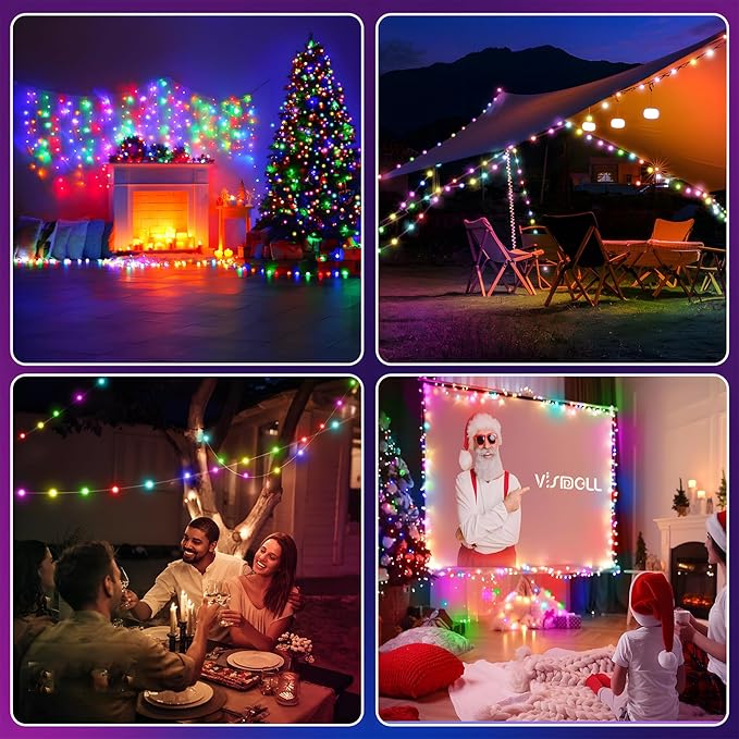 Christmas String Lights Indoor RGB Smart Twinkle Light 32.8Ft 66LEDs with Music Sync RF Remote APP Control, USB Powered Color Change Fairy Lights for Garden Bedroom Party Valentine's Day Decor