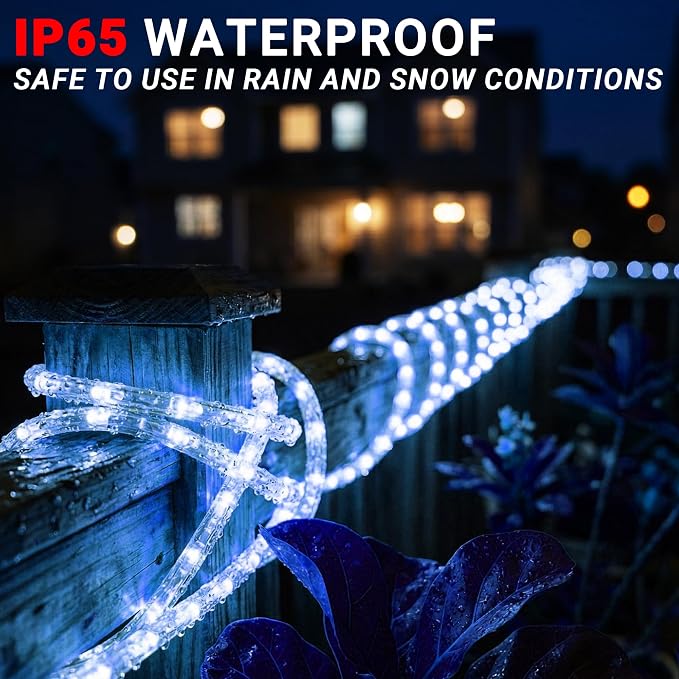 LED Rope Lights,Connectable for Indoor & Outdoor,110V Transparent Flexible Tube Lights,Waterproof LED Rope Lighting for Outside,Deck,Patio,Pool,Camping,Bedroom,Landscape Decor (Blue, 150ft)
