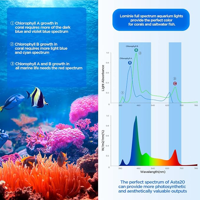 Full Spectrum Aquarium Light, Adjustable Saltwater Super Bright Fish Tank Light for Reef, Coral, Planted Nano Saltwater Aquarium Tank (A-20 Saltwater 16W)